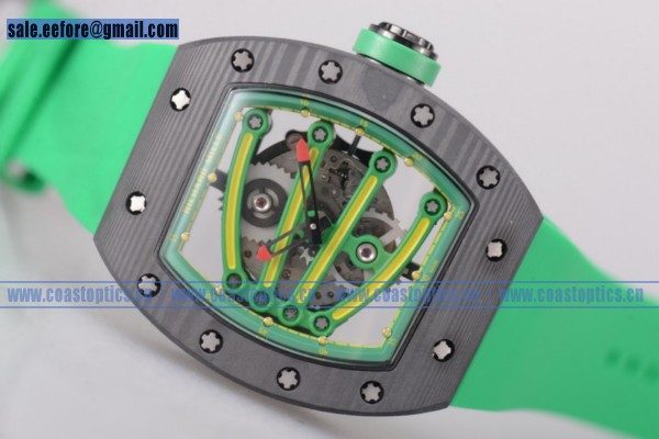 Richard Mille 1:1 Replica RM 59-01 Watch PVD Black Bezel Green Rubber - Click Image to Close